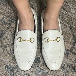 Gucci Brixton leather loafers, white, 39/9